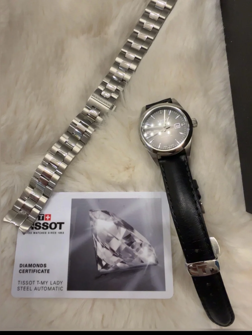 Tissot Men's Black Dial Stainless Steel Bracelet Watch in Red Box